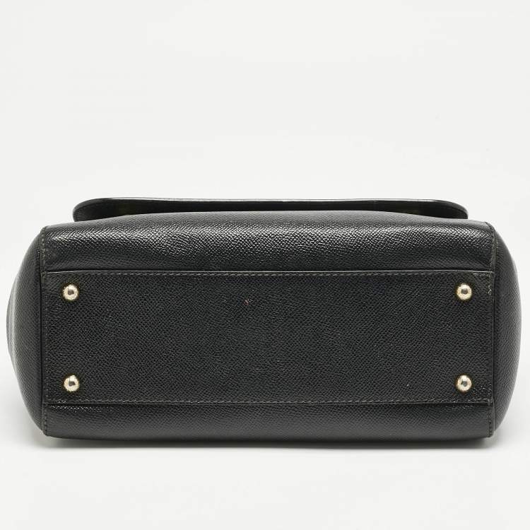 Pre Owned Dolce & Gabbana Black Leather Medium Miss Sicily Top Handle Bag