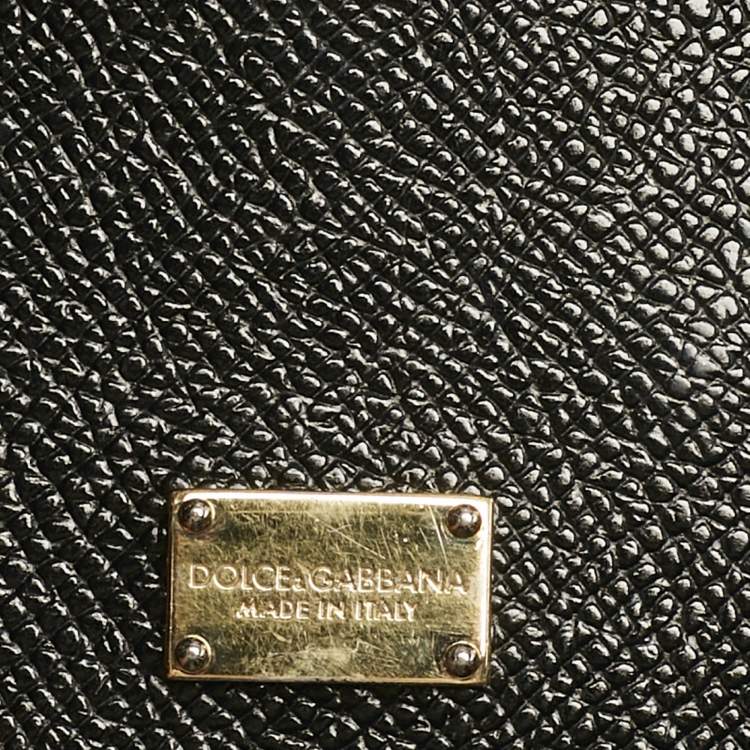 Pre Owned Dolce & Gabbana Black Leather Medium Miss Sicily Top Handle Bag