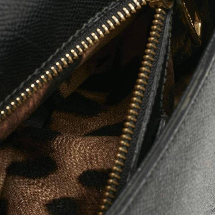 Pre Owned Dolce & Gabbana Black Leather Medium Miss Sicily Top Handle Bag