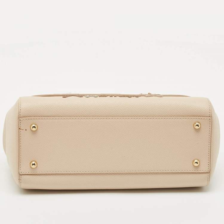 مملوكة مسبقًا Dolce & Gabbana Cream Leather Medium Miss Sicily Family Patch Top Handle Bag