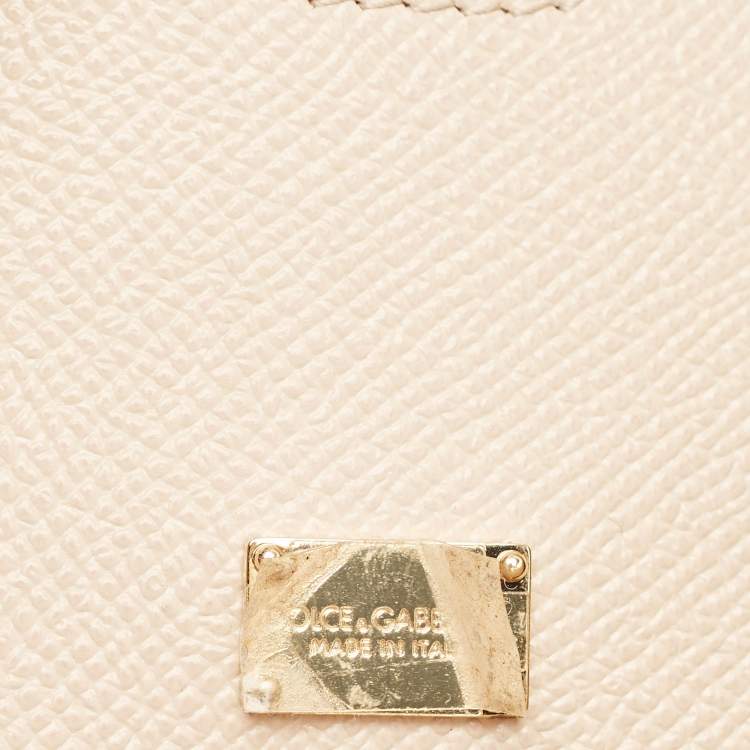 مملوكة مسبقًا Dolce & Gabbana Cream Leather Medium Miss Sicily Family Patch Top Handle Bag