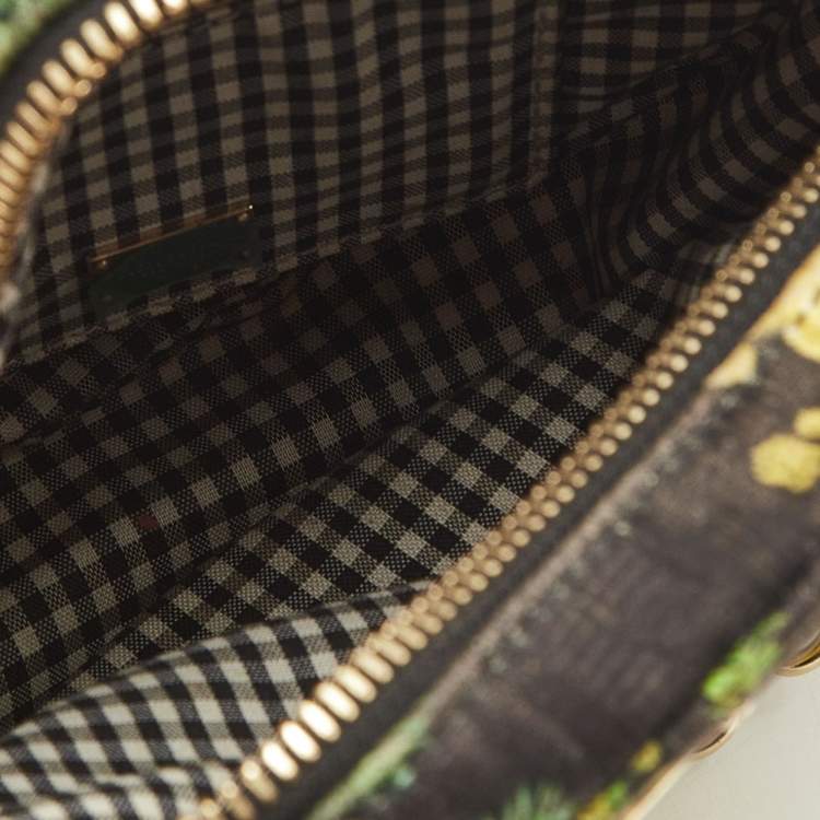 Pre Owned Dolce & Gabbana Yellow/Black Floral Canvas Miss Glam Round Crossbody Bag