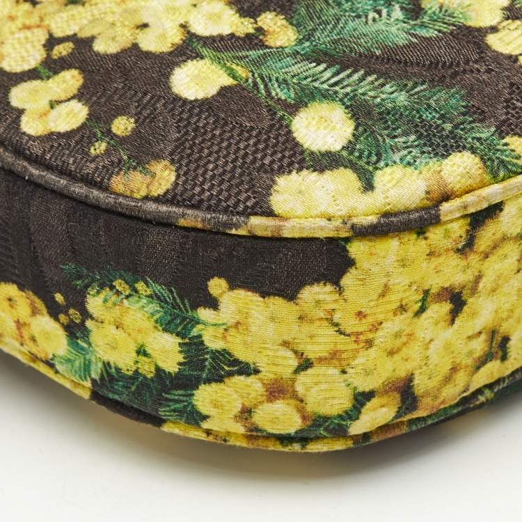 Pre Owned Dolce & Gabbana Yellow/Black Floral Canvas Miss Glam Round Crossbody Bag