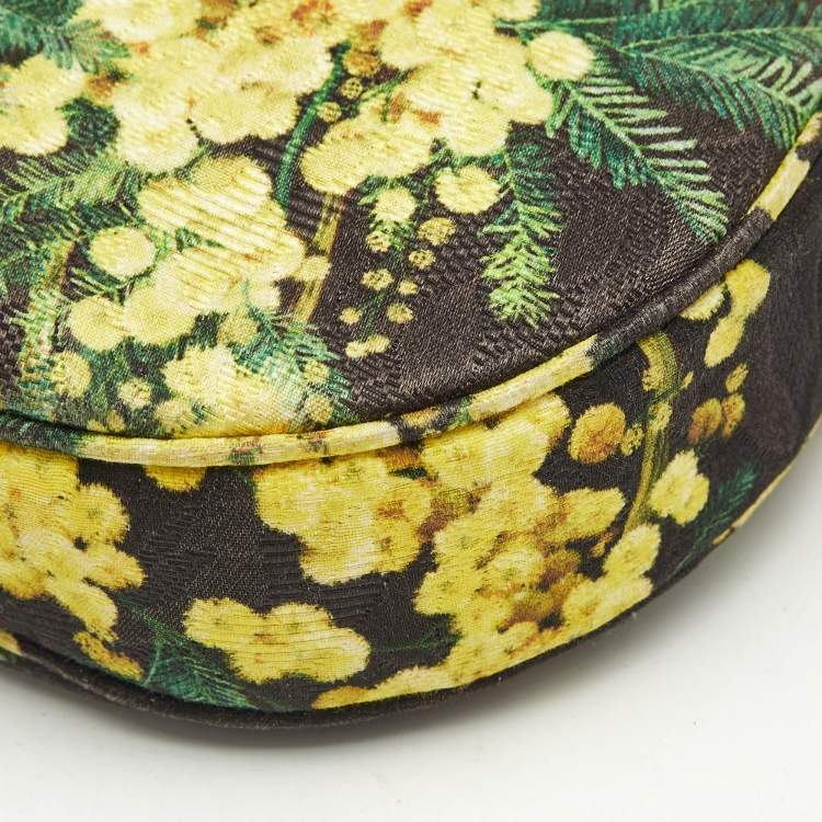 Pre Owned Dolce & Gabbana Yellow/Black Floral Canvas Miss Glam Round Crossbody Bag