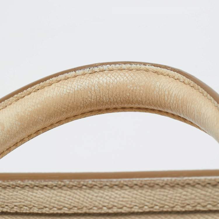 Pre Owned Dolce & Gabbana Beige Leather Large Miss Sicily Top Handle Bag