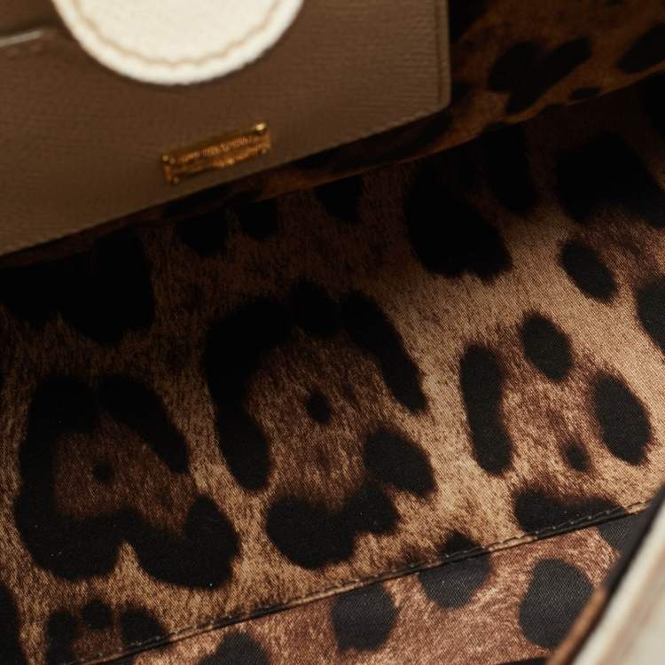 Pre Owned Dolce & Gabbana Beige Leather Large Miss Sicily Top Handle Bag