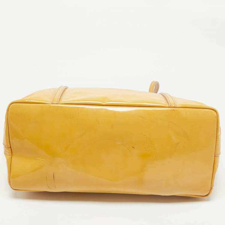 Pre Owned Dolce & Gabbana Yellow Patent Leather Miss Escape Tote
