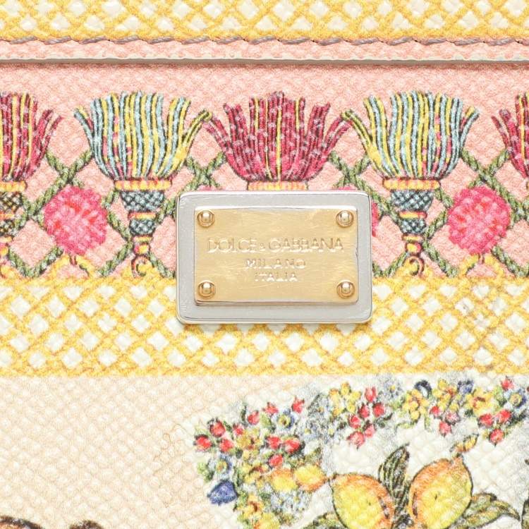 Pre Owned Dolce & Gabbana Multicolor Fan Foulard Print Leather Medium Miss Sicily Top Handle Bag