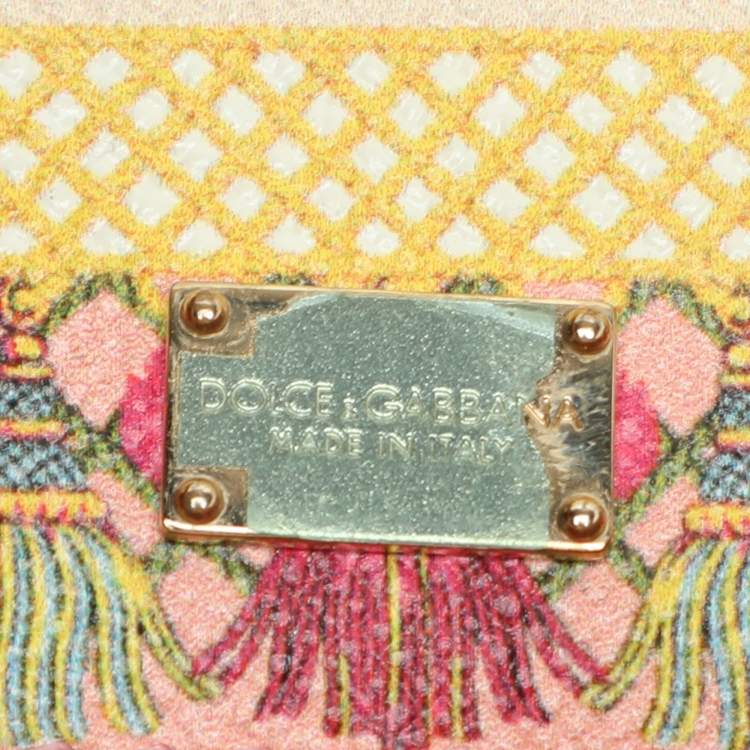 Pre Owned Dolce & Gabbana Multicolor Fan Foulard Print Leather Medium Miss Sicily Top Handle Bag