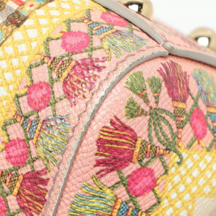 Pre Owned Dolce & Gabbana Multicolor Fan Foulard Print Leather Medium Miss Sicily Top Handle Bag