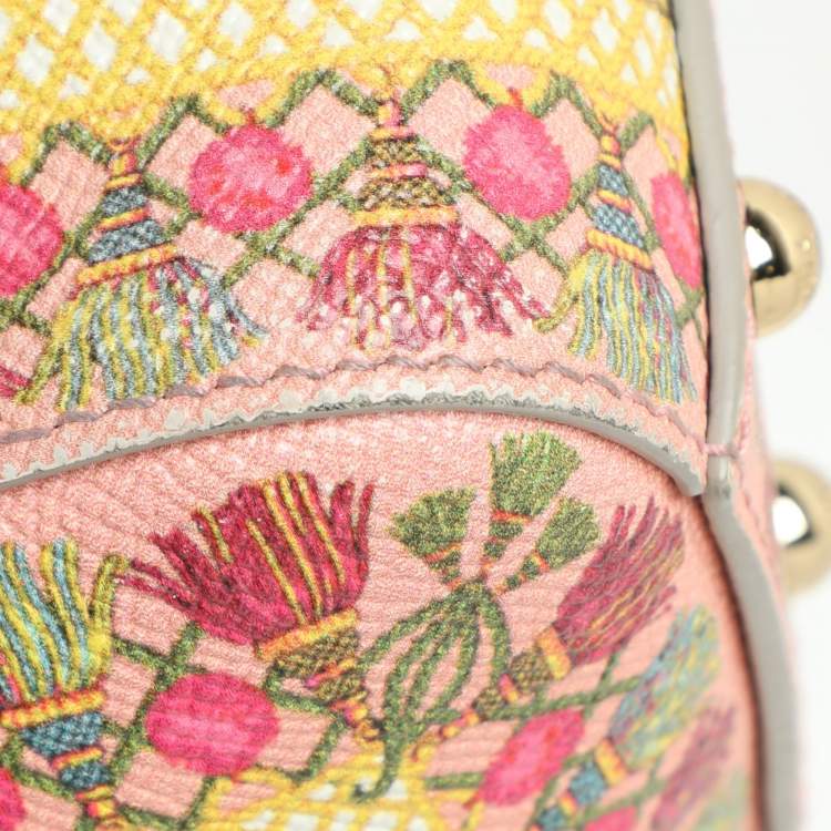 Pre Owned Dolce & Gabbana Multicolor Fan Foulard Print Leather Medium Miss Sicily Top Handle Bag