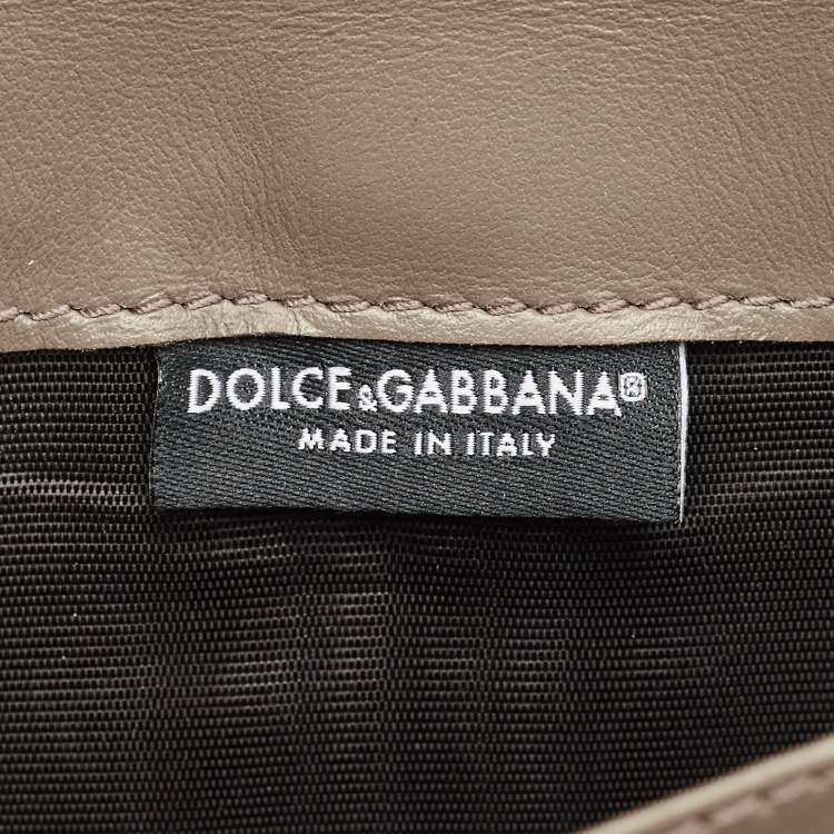 Pre Owned Dolce & Gabbana Beige Leather DG Amore Clutch Bag