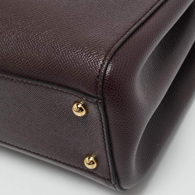 Pre Owned Dolce & Gabbana Burgundy Leather Sicily Top Handle Bag