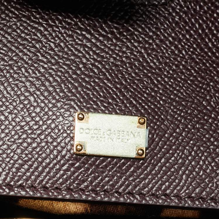 Pre Owned Dolce & Gabbana Burgundy Leather Sicily Top Handle Bag
