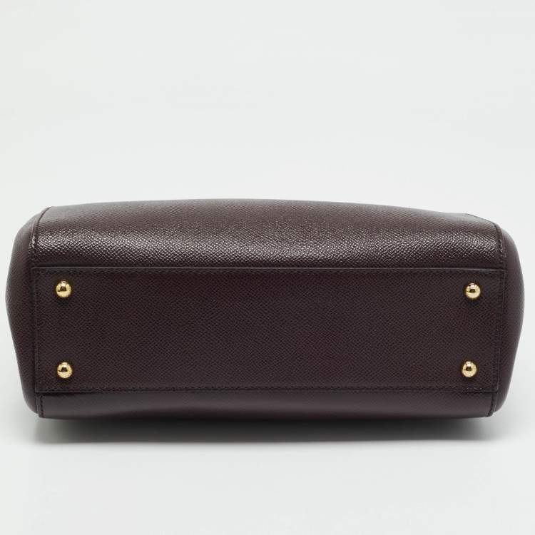 Pre Owned Dolce & Gabbana Burgundy Leather Sicily Top Handle Bag
