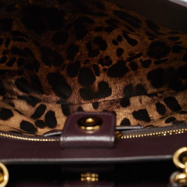 Pre Owned Dolce & Gabbana Burgundy Leather Sicily Top Handle Bag