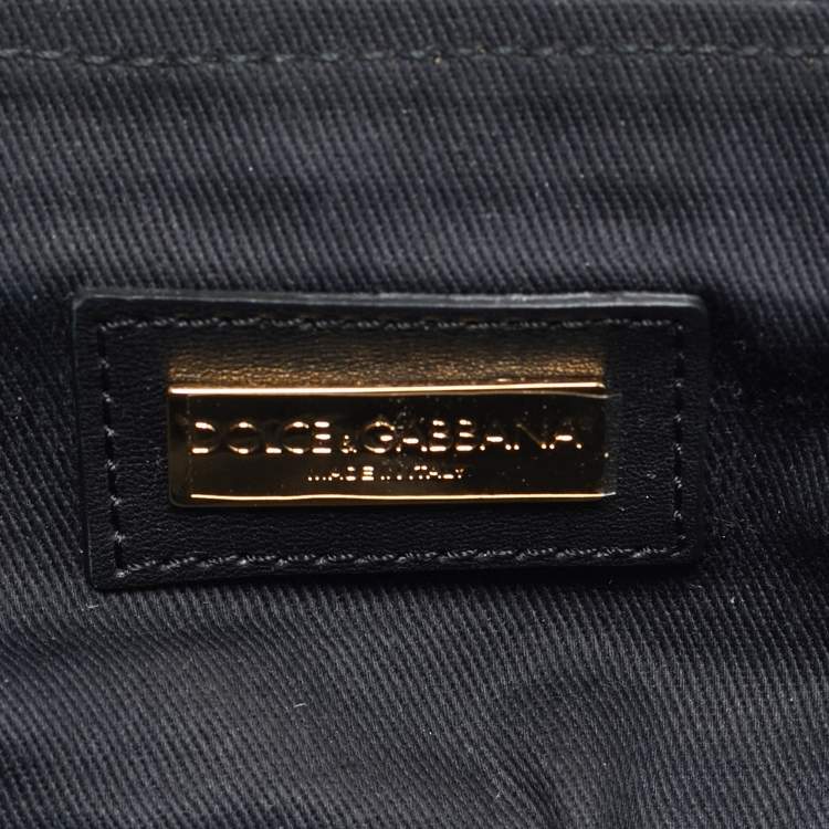 Pre Owned Dolce & Gabbana Black/Grey Leopard Print Coated Canvas Nina Chain Clutch