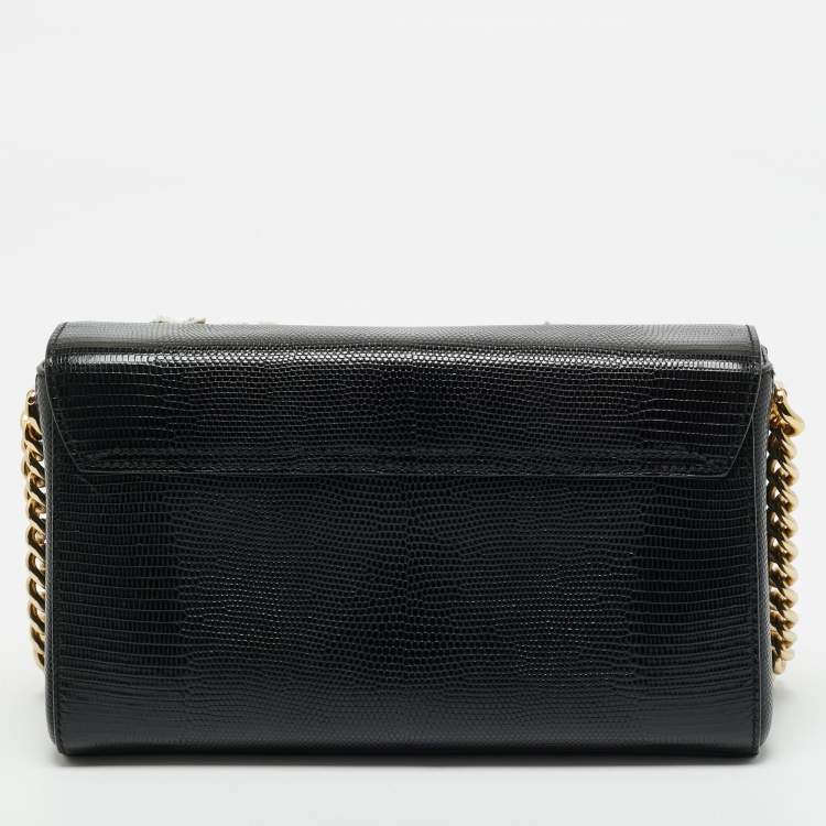 Pre Owned Dolce & Gabbana Black Lizard Embossed Leather DG Millennials Shoulder Bag