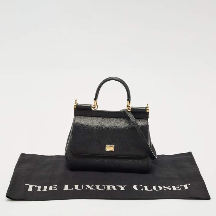 Pre Owned Dolce & Gabbana Black Leather Small Miss Sicily Top Handle Bag