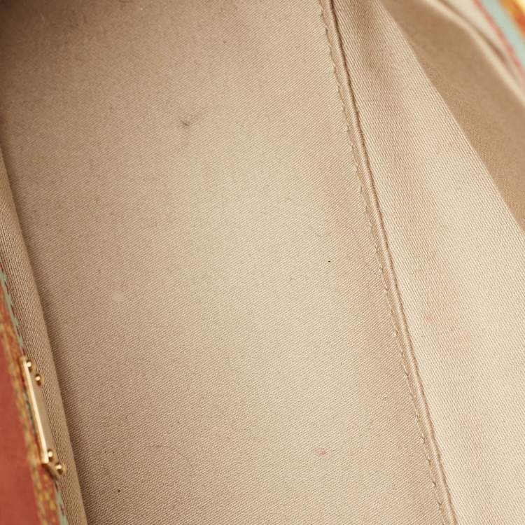 Pre Owned Dolce & Gabbana Multicolor Fan Foulard Print Leather Medium Miss Sicily Top Handle Bag
