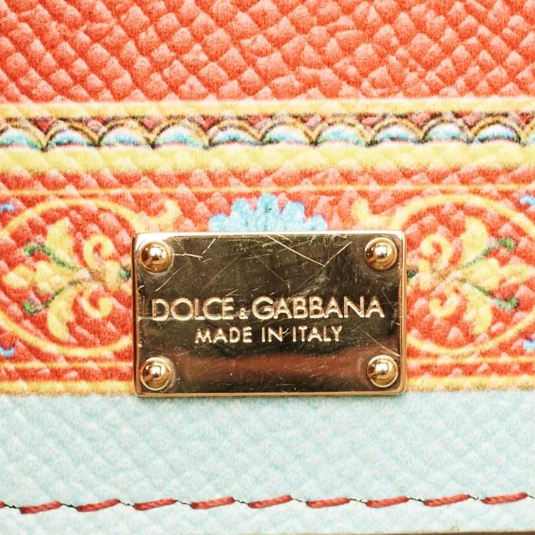 Pre Owned Dolce & Gabbana Multicolor Fan Foulard Print Leather Medium Miss Sicily Top Handle Bag