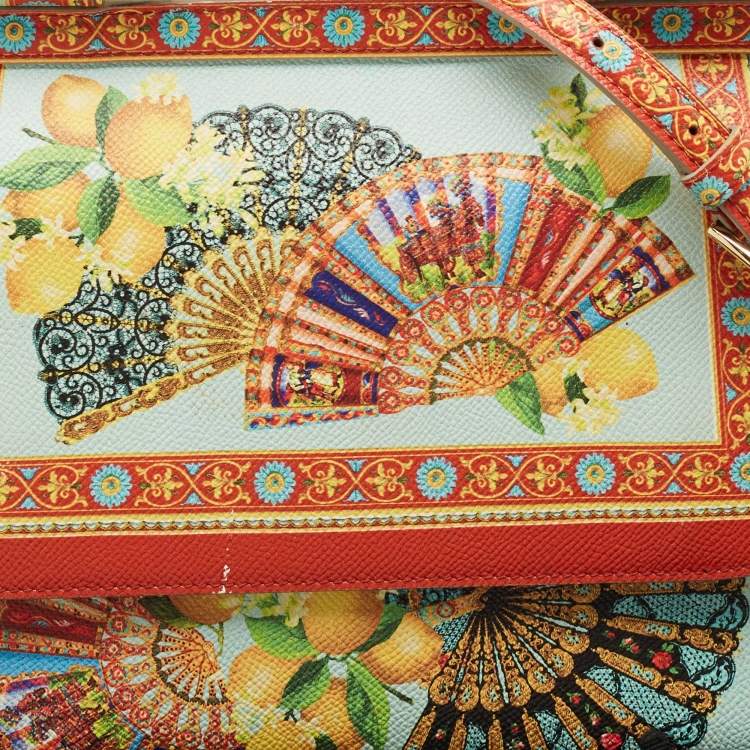 Pre Owned Dolce & Gabbana Multicolor Fan Foulard Print Leather Medium Miss Sicily Top Handle Bag