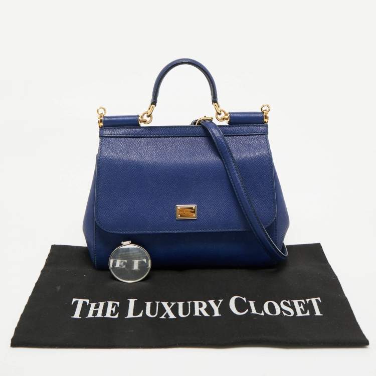 مملوكة مسبقًا Dolce & Gabbana Blue Leather Medium Miss Sicily Top Handle Bag