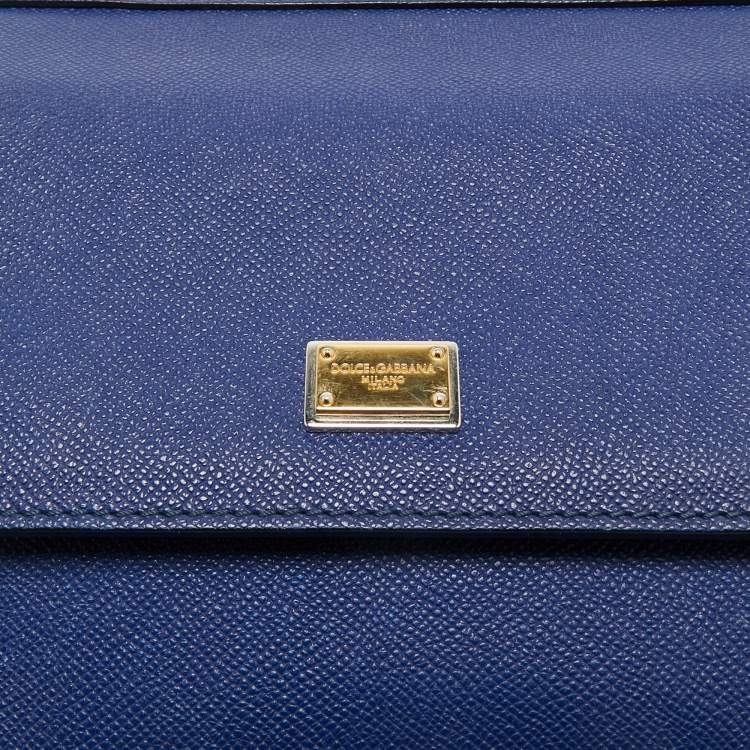 مملوكة مسبقًا Dolce & Gabbana Blue Leather Medium Miss Sicily Top Handle Bag