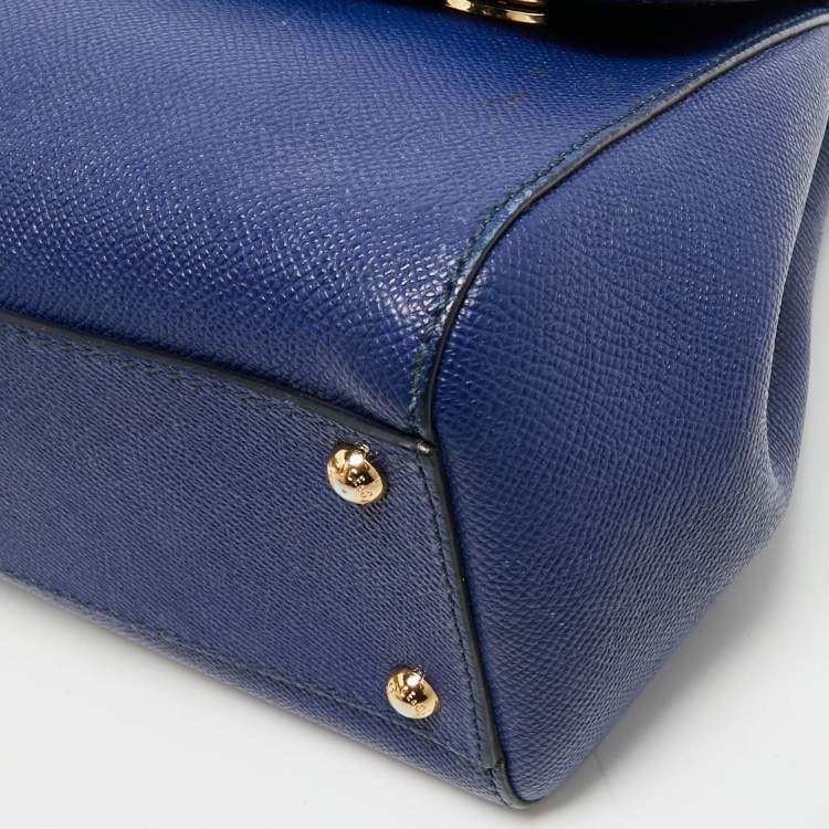 مملوكة مسبقًا Dolce & Gabbana Blue Leather Medium Miss Sicily Top Handle Bag