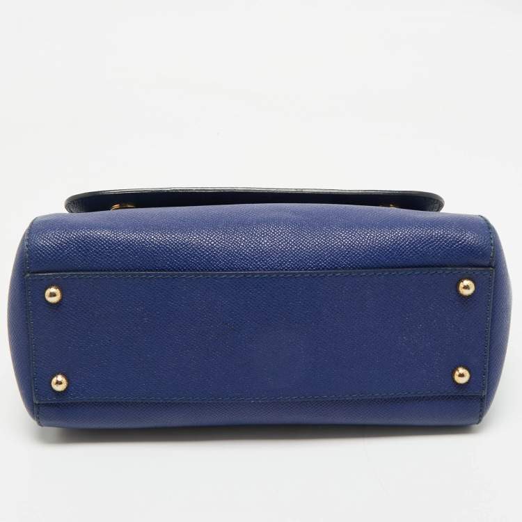 مملوكة مسبقًا Dolce & Gabbana Blue Leather Medium Miss Sicily Top Handle Bag
