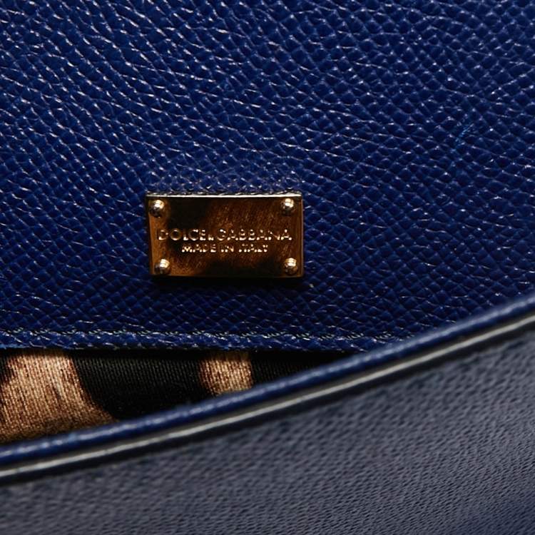 مملوكة مسبقًا Dolce & Gabbana Blue Leather Medium Miss Sicily Top Handle Bag