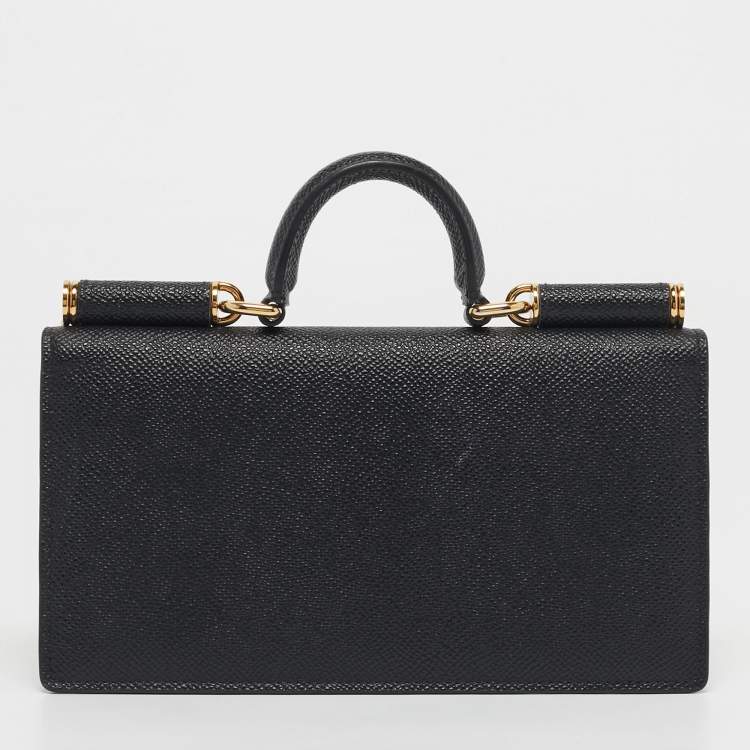 Pre Owned Dolce & Gabbana Black Leather Miss Sicily Von Wallet On Chain