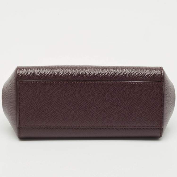 Pre Owned Dolce & Gabbana Burgundy Leather Small Miss Sicily Top Handle Bag