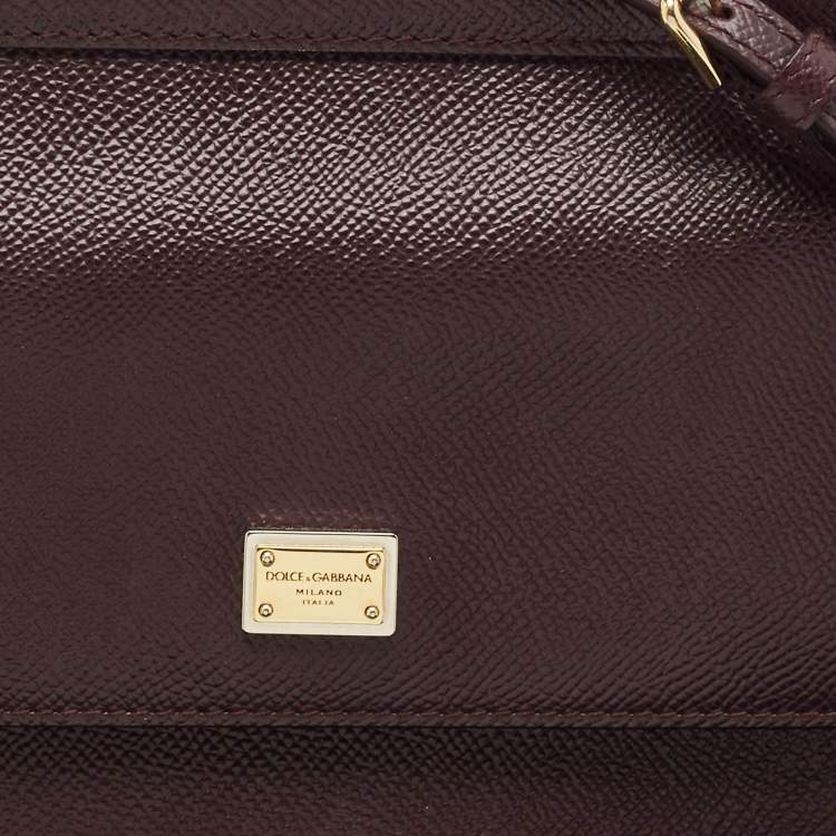 Pre Owned Dolce & Gabbana Burgundy Leather Small Miss Sicily Top Handle Bag