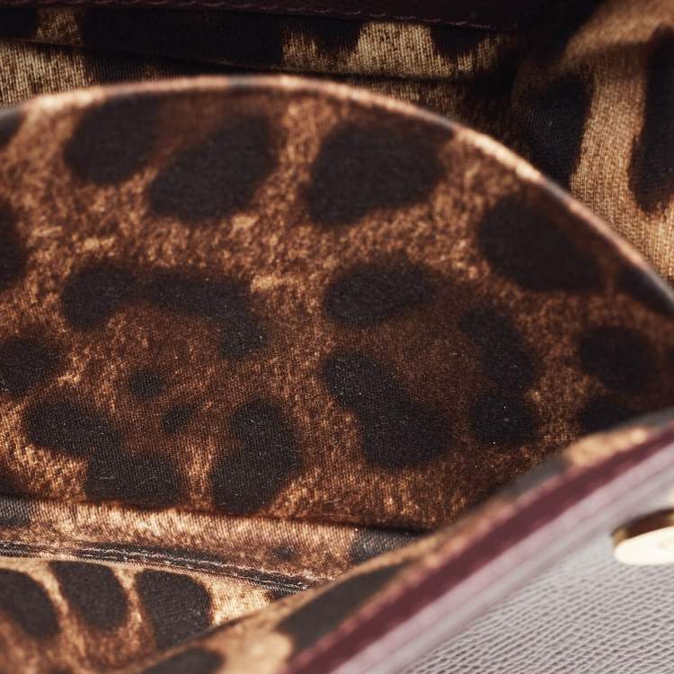 Pre Owned Dolce & Gabbana Burgundy Leather Small Miss Sicily Top Handle Bag