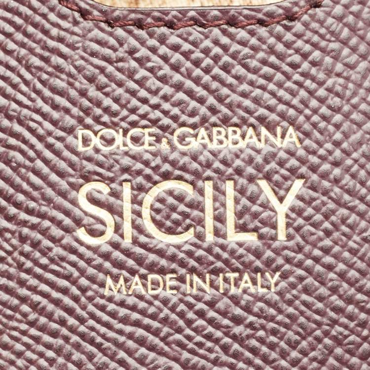 Pre Owned Dolce & Gabbana Burgundy Leather Small Miss Sicily Top Handle Bag