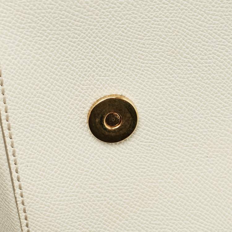 Pre Owned Dolce & Gabbana White Leather Medium Miss Sicily Top Handle Bag