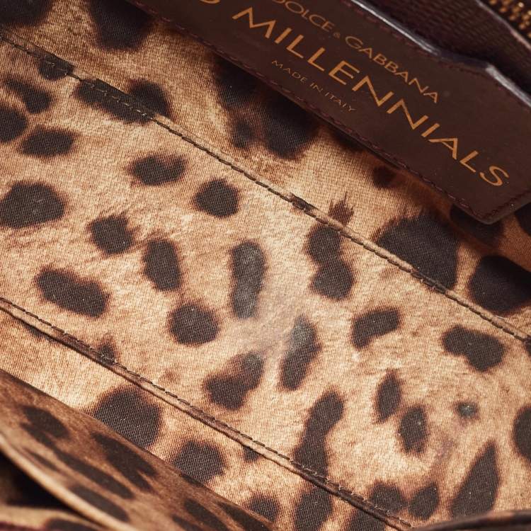 Pre Owned Dolce & Gabbana Burgundy Lizard Embossed Leather DG Millennials Shoulder Bag
