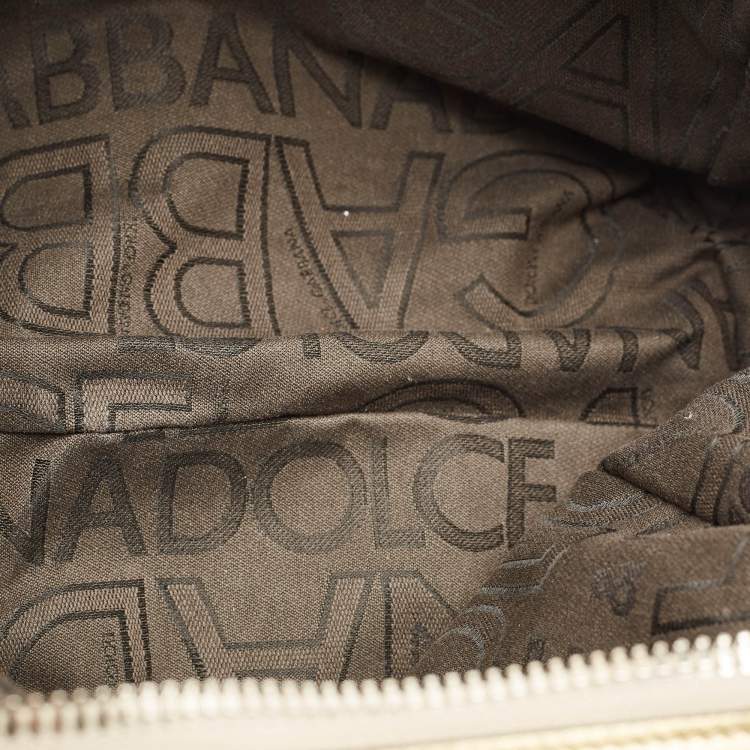 Pre Owned Dolce & Gabbana Ombre Gold/Brown Leather and Velvet Printed Satchel
