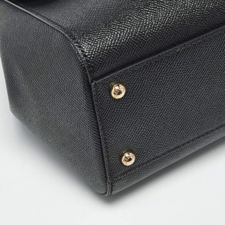 Pre Owned Dolce & Gabbana Black Leather Medium Miss Sicily Top Handle Bag