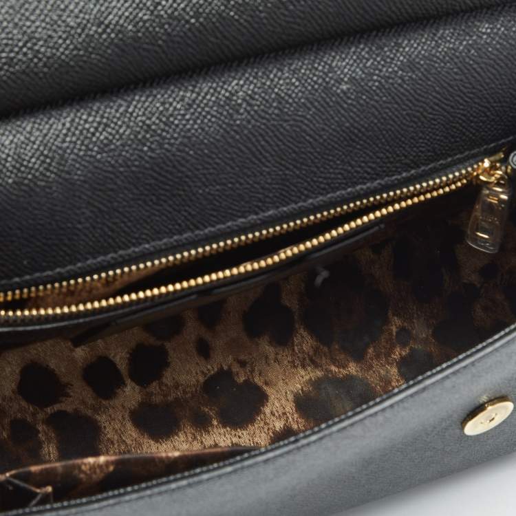 Pre Owned Dolce & Gabbana Black Leather Medium Miss Sicily Top Handle Bag