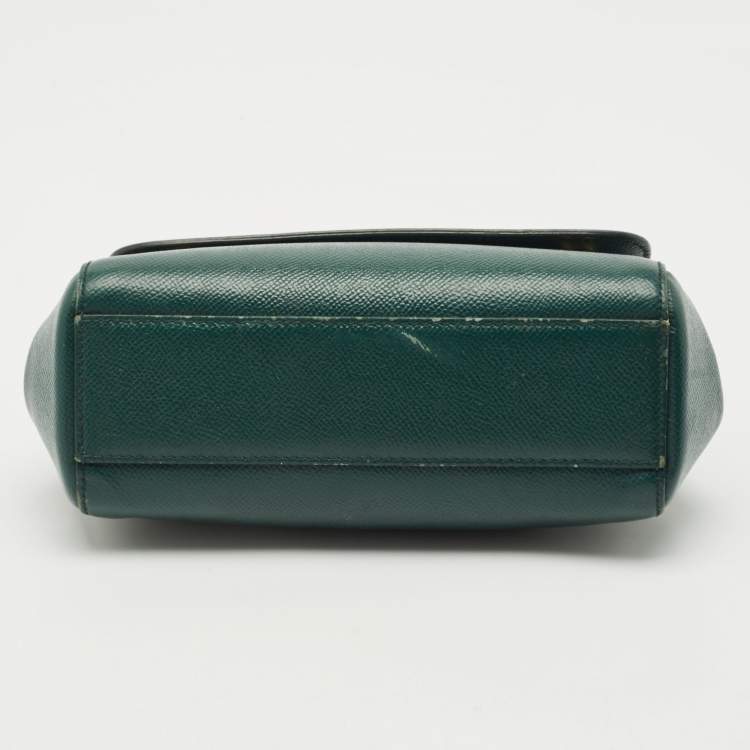 Pre Owned Dolce & Gabbana Green Leather Small Miss Sicily Top Handle Bag
