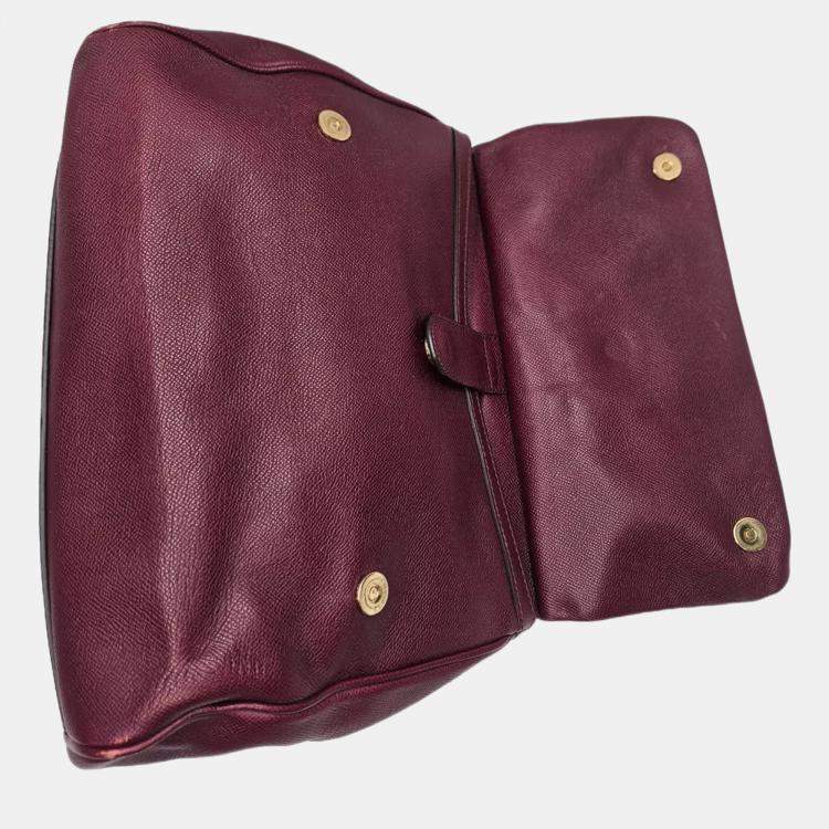 Pre Owned Dolce & Gabbana Miss Sicily Dauphine Burgundy Leather Satchel Bag