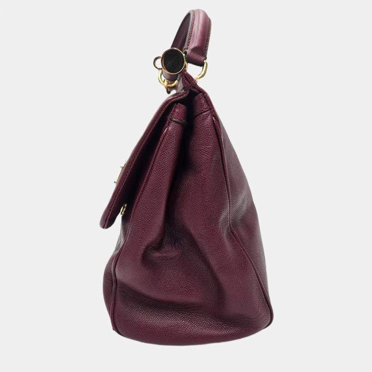 Pre Owned Dolce & Gabbana Miss Sicily Dauphine Burgundy Leather Satchel Bag