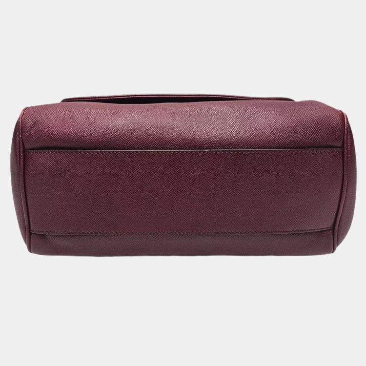 Pre Owned Dolce & Gabbana Miss Sicily Dauphine Burgundy Leather Satchel Bag