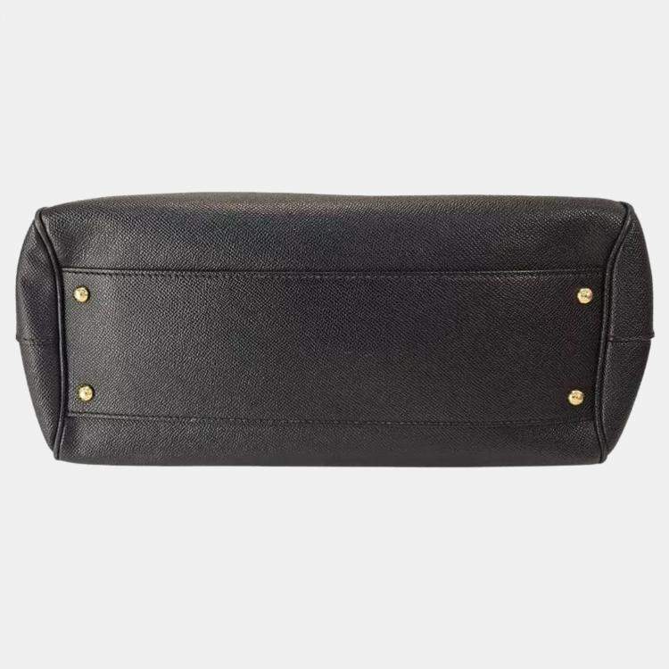 Pre Owned Dolce & Gabbana Miss Sicily Black Leather Top Handle Bag
