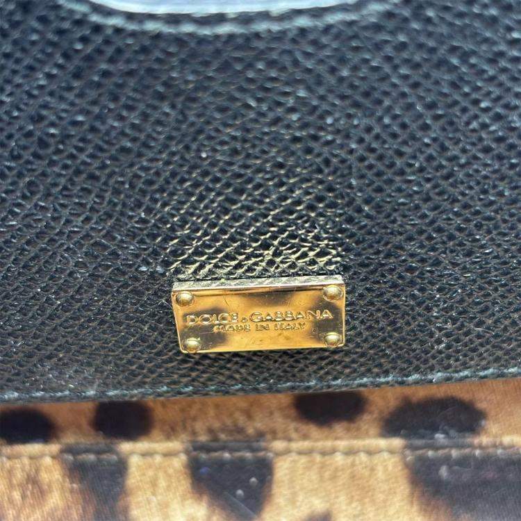 Pre Owned Dolce & Gabbana Miss Sicily Small Black Grain Leather Top Handle Bag