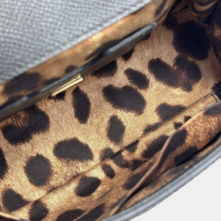 Pre Owned Dolce & Gabbana Miss Sicily Small Black Grain Leather Top Handle Bag