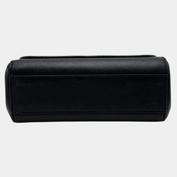 Pre Owned Dolce & Gabbana Miss Sicily Small Black Grain Leather Top Handle Bag