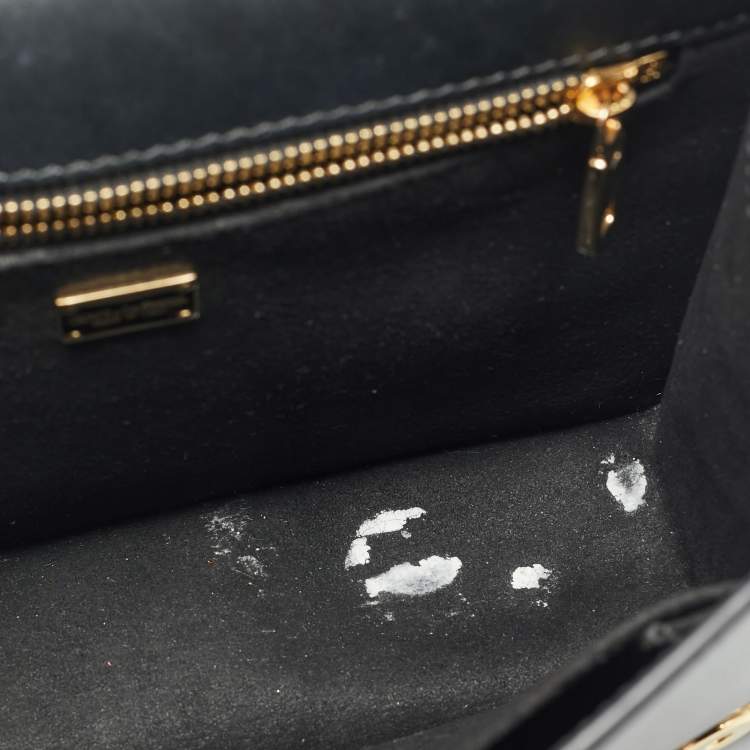 Pre Owned Dolce & Gabbana Black Leather DG Logo Embossed Crossbody Bag